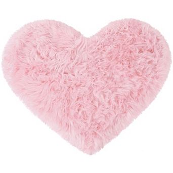 Heart Shaped Soft Faux Sheepskin Plush Area Living Room Sofa Floor Mats, 2.3ft x 3ft