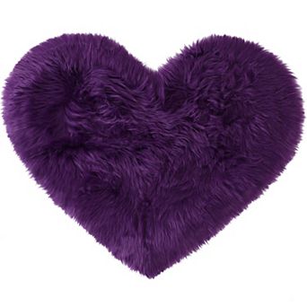 Heart Shaped Soft Faux Sheepskin Plush Area Living Room Sofa Floor Mats, 2.3ft X 3ft