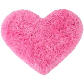 Heart Shaped Soft Faux Sheepskin Plush Area Living Room Sofa Floor Mats, 2.3ft x 3ft
