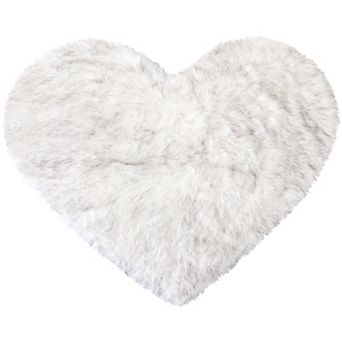 Heart Shaped Soft Faux Sheepskin Plush Area Living Room Sofa Floor Mats, 2.3ft x 3ft