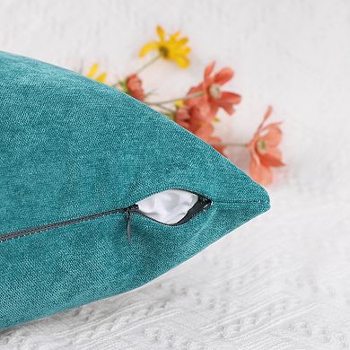 4pcs Chenille Solid Color Couch Home Decoration Throw Pillow Covers 18" X 18", 20" X 20"