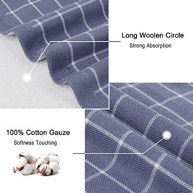 Kitchen Towels, 100% Cotton Set Of 6 Plaid Pattern Absorbent Drying Dish Towels For Kitchen Cooking