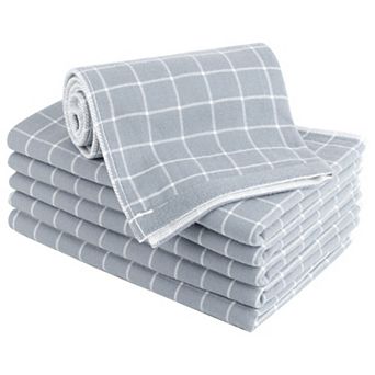 Kitchen Towels, 100% Cotton Set Of 6 Plaid Pattern Absorbent Drying Dish Towels For Kitchen Cooking
