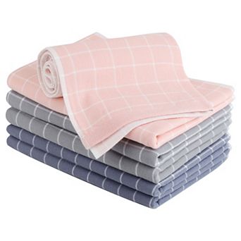 Kitchen Towels, 100% Cotton Set Of 6 Plaid Pattern Absorbent Drying Dish Towels For Kitchen Cooking