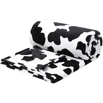 Cow Printed Blanket Soft 300gsm Fleece Flannel Throw Blanket Lightweight Cute Comfy Warm Cow Texture