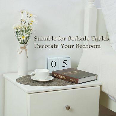 Washable Placemats 6pcs Woven Non-slip Mats Dining Table Oval, Brown, 18" X 12"