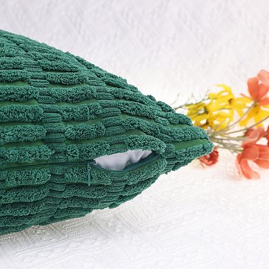 Soft Plush Decorative Throw Solid Striped Pillow Covers 4 Pcs 12" X 20", 18" X 18"