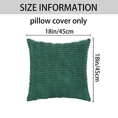 Soft Plush Decorative Throw Solid Striped Pillow Covers 4 Pcs 12" X 20", 18" X 18"