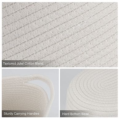 Storage Basket Bin Set Woven Storage Basket Sturdy Cotton Rode Container With Handles