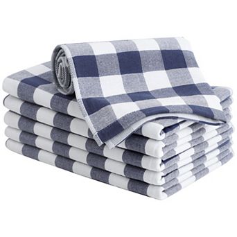 Terry Kitchen Towels Set Of 6 Plaid Soft Absorbent Drying Dish Towels For Kitchen Cooking