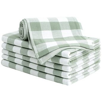 Terry Kitchen Towels Set of 6 Plaid Soft Absorbent Drying Dish Towels for Kitchen Cooking