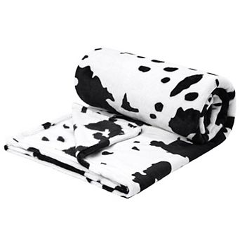 Flannel Fleece Throw Blanket Cow Texture Soft Sofa Couch Cover Black