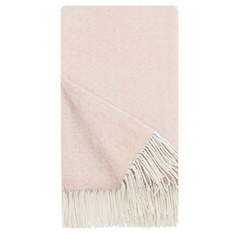 Decorative Throw Blanket With Fringes In Geometric Pattern, Farmhouse Outdoor Acrylic Throws