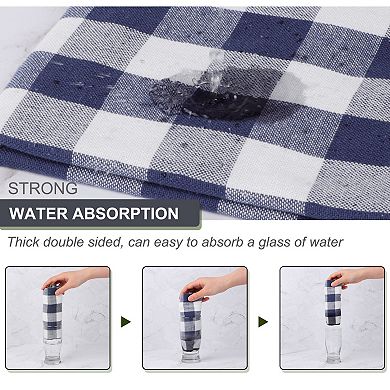 Dishcloths Set of 6 Soft Absorbent Drying Kitchen Washcloths, Plaid with Hang Loop
