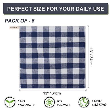 Dishcloths Set of 6 Soft Absorbent Drying Kitchen Washcloths, Plaid with Hang Loop
