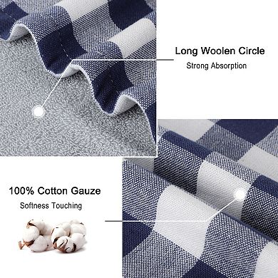 Dishcloths Set of 6 Soft Absorbent Drying Kitchen Washcloths, Plaid with Hang Loop