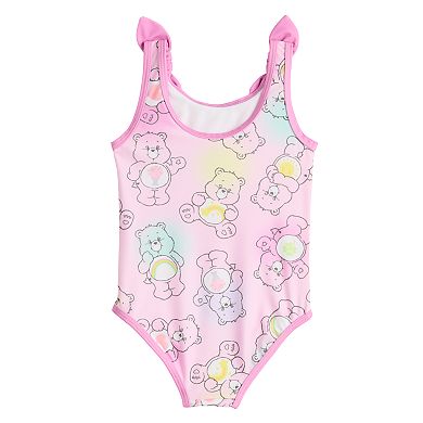 Toddler Girls Care Bears One-Piece Swimsuit with Shoulder Bows