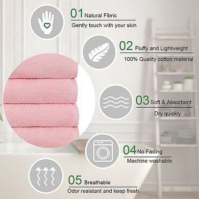 Luxury Hotel & Spa Quality Bath Towels Soft Absorbent 100% Cotton 4 Piece Towel Set