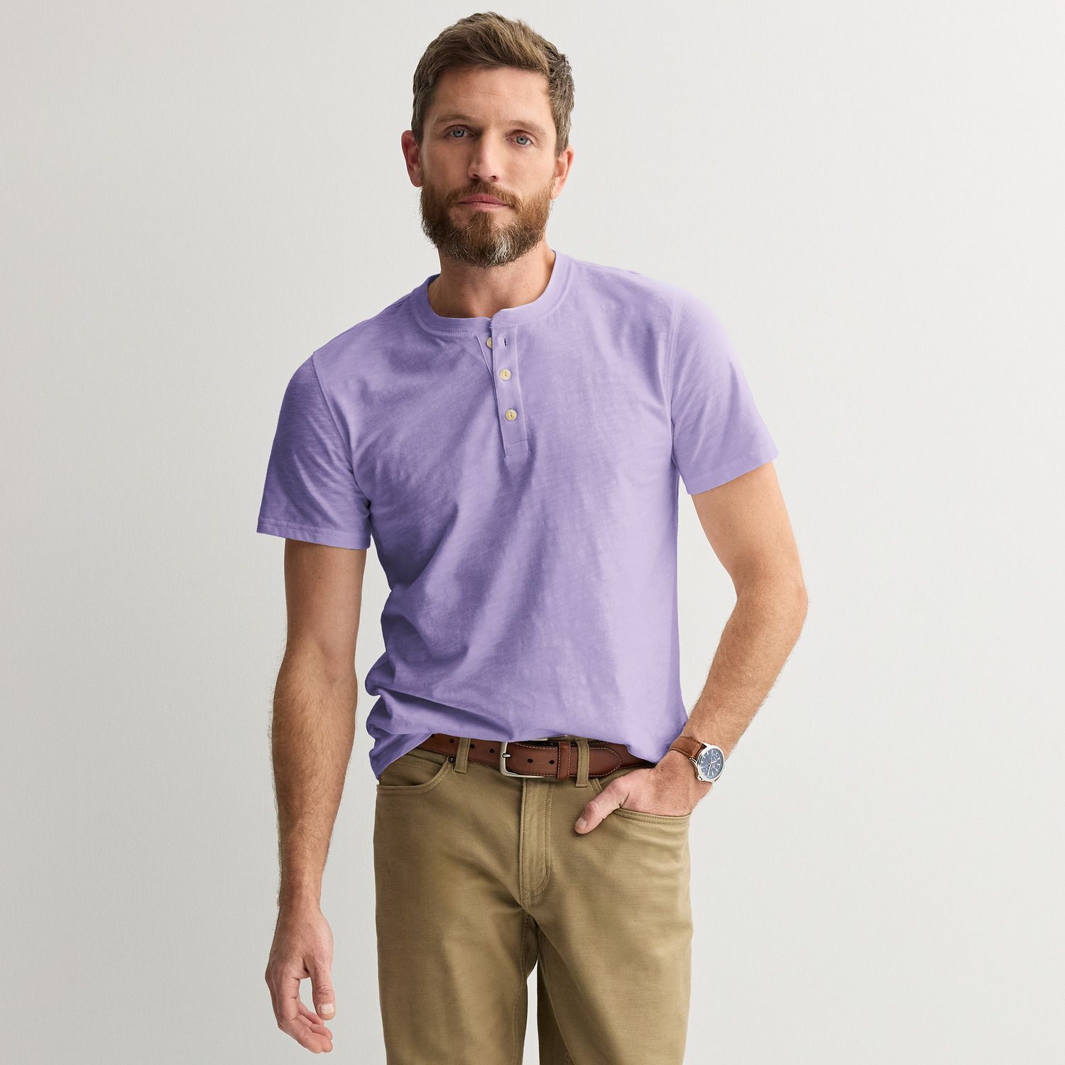 Мужская футболка-поло Sonoma Goods For Life Henley с коротким рукавом, цвет: Лавандовый — фото 1