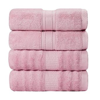 Luxury Bath Towels 4 pc 27"x54" Ribbed Super Soft And Absorbent 2 Style Bathroom Sheet