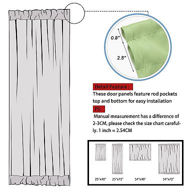 2pcs Blackout Curtain Sliding Door Panel Darkening Drapes