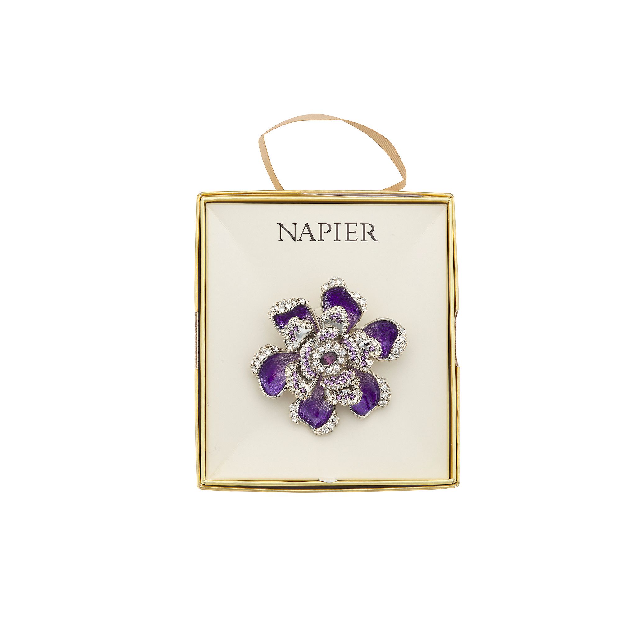 Napier Silver Tone Purple Flower Enamel Pin, Womens
