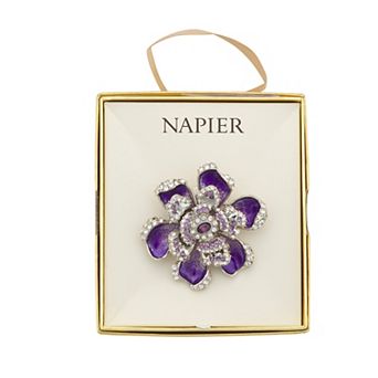 Napier Silver Tone Purple Flower Enamel Pin