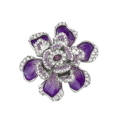 Napier Silver Tone Purple Flower Enamel Pin