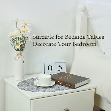 Washable Placemats 6pcs Woven Mats For Kitchen Oval, Gray, 18" X 12"