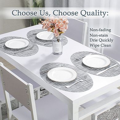 Placemats 4 Pcs Woven Non-slip Mats For Kitchen Oval, Gray, 18" X 12"