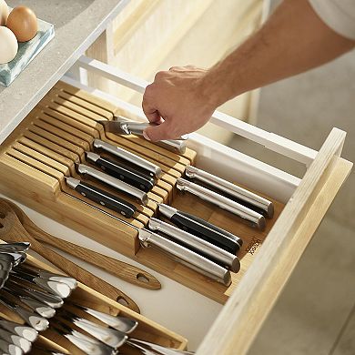 Joseph Joseph DrawerStore Bamboo 2-Tier Large In-Drawer Knife Organizer
