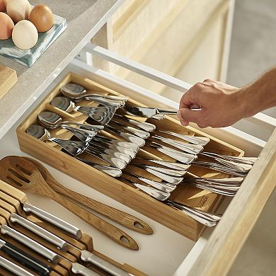 Joseph Joseph DrawerStore Bamboo Compact Cutlery Organizer - Large