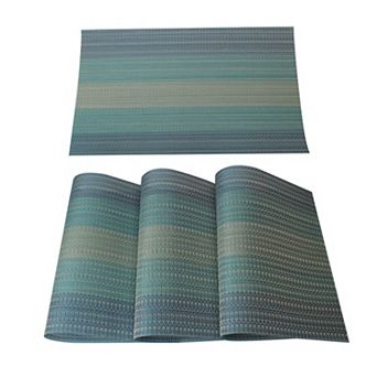 Placemats Woven Non-slip Mats for Kitchen Dining Table, Blue, 4 pc