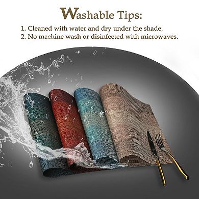 Placemats Woven Non-slip Mats for Kitchen Dining Table, Blue, 4pcs