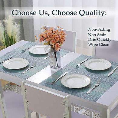 Placemats Woven Non-slip Mats for Kitchen Dining Table, Blue, 4pcs