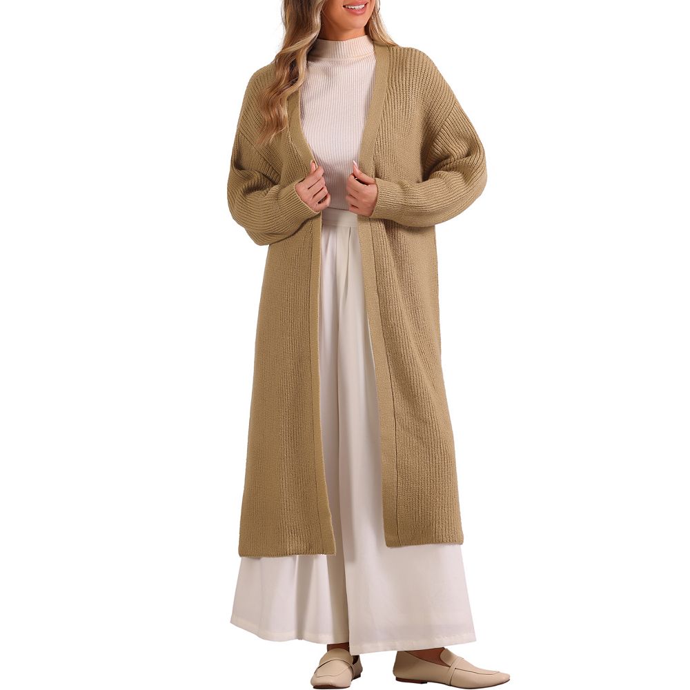 Women's Long Cardigan Open Front Long Sleeve Belted Knit Sweater