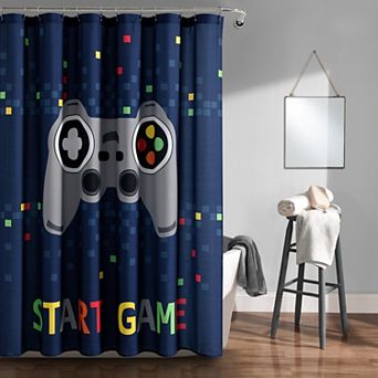 Lush Decor Video Games Navy Shower Curtain