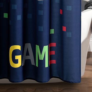 Lush Decor Video Games Navy Shower Curtain