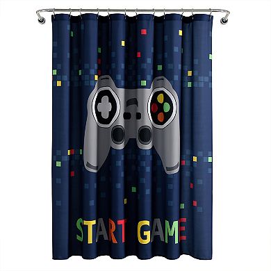 Lush Decor Video Games Navy Shower Curtain
