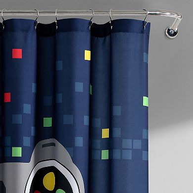 Lush Decor Video Games Navy Shower Curtain