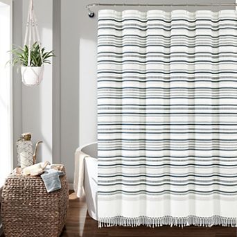 Lush Decor 72" x 72" Urban Woven Yarn Dyed Eco-Friendly Recycled Cotton Shower Curtain