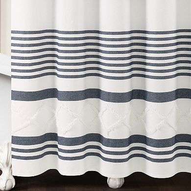 Lush Decor Urban Diamond Stripe Woven Tufted Shower Curtain
