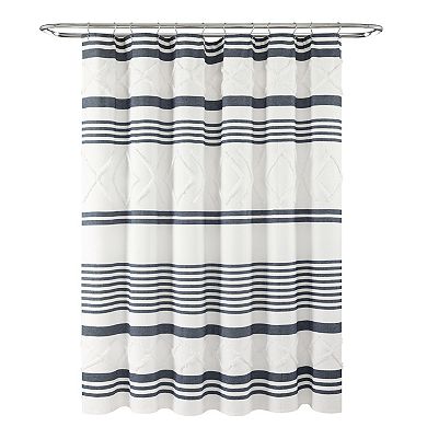 Lush Decor Urban Diamond Stripe Woven Tufted Shower Curtain
