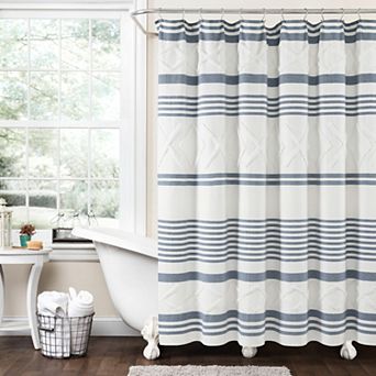 Lush Decor Urban Diamond Stripe Woven Tufted Shower Curtain