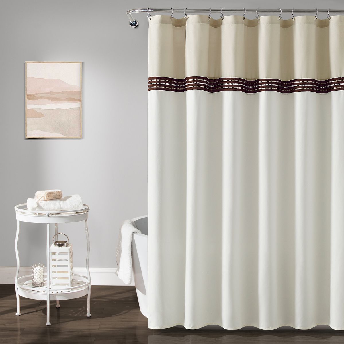 Lush Decor 72" x 72" Terra Embroidery Shower Curtain - Natural