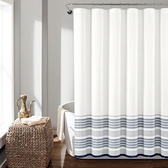 Lush Decor 72" x 72" Nantucket Yarn Dyed Cotton Tassel Fringe Shower Curtain