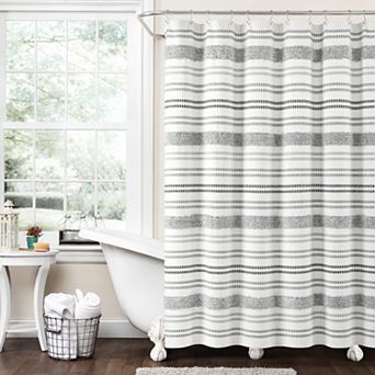 Lush Decor Modern Tufted Stripe Woven Yarn Shower Curtain