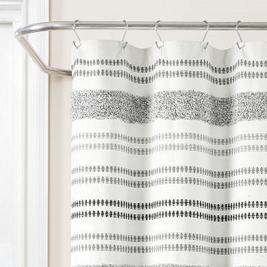 Lush Decor Modern Tufted Stripe Woven Yarn Shower Curtain