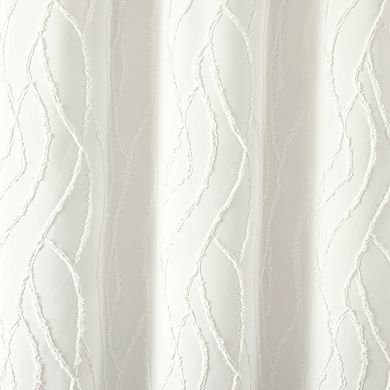 Lush Decor Jacquard Wave Soft White Shower Curtain