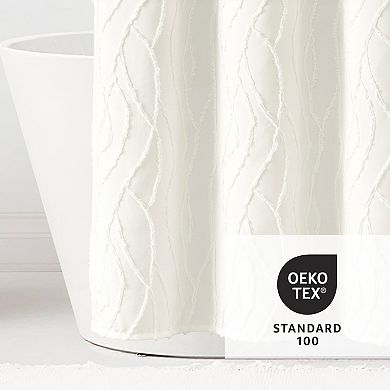 Lush Decor Jacquard Wave Soft White Shower Curtain